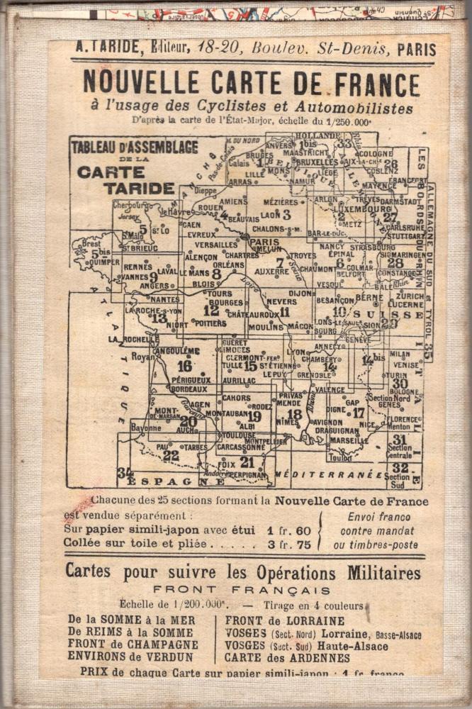 Carte Taride Pour Cyclistes Et Automobilistes Nord De La France