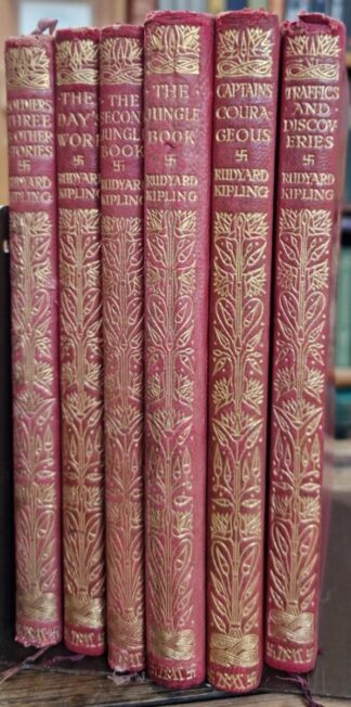 6 Macmillan Pocket editions in red leather : Rudyard Kipling